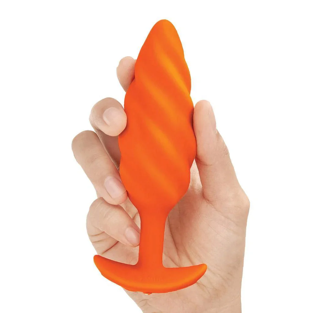 b-Vibe Texture Butt Plug Swirl, Orange, Medium - Image 2