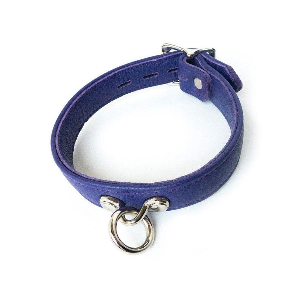 Premium Garment Leather Collar, Purple - Image 2