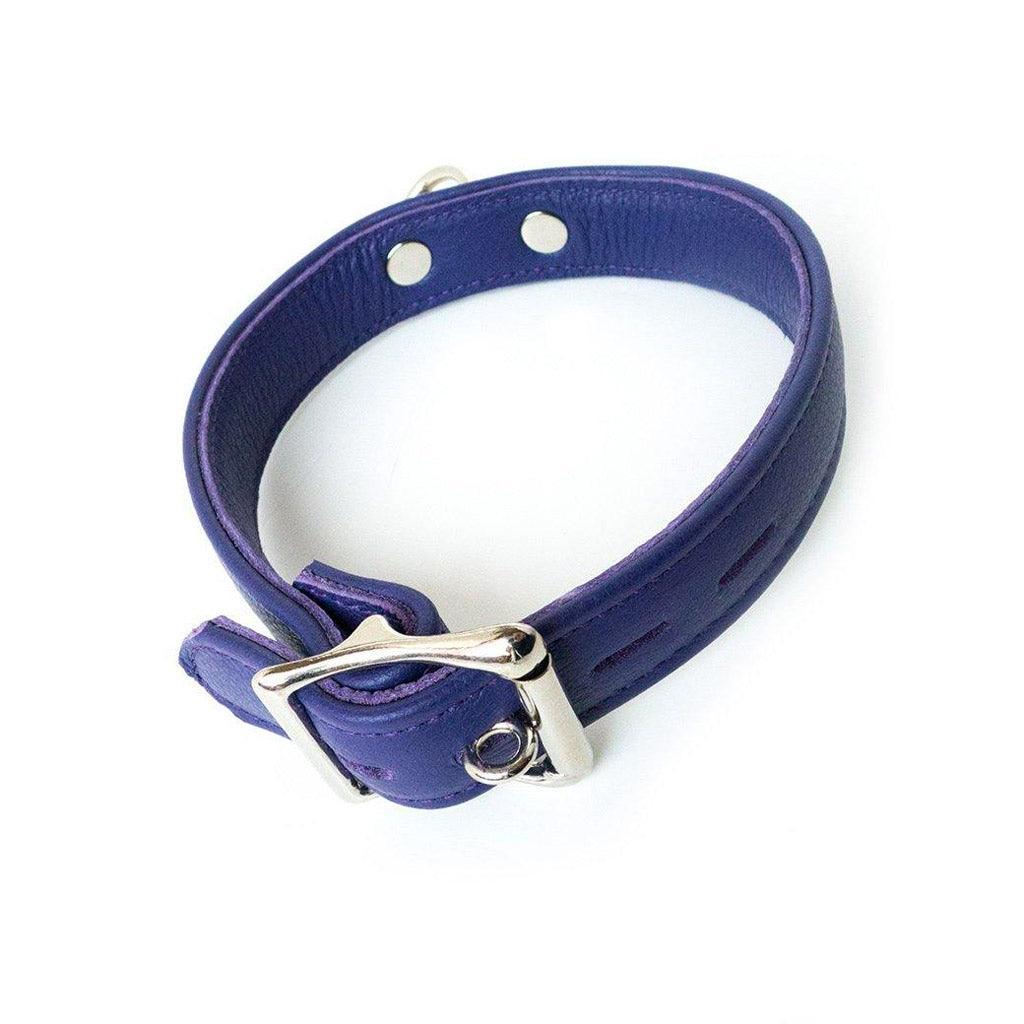 Premium Garment Leather Collar, Purple - Image 3